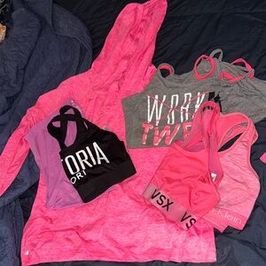 Victoria Secret and others Lot of 6 athleisure Bright pink sports bras and tops